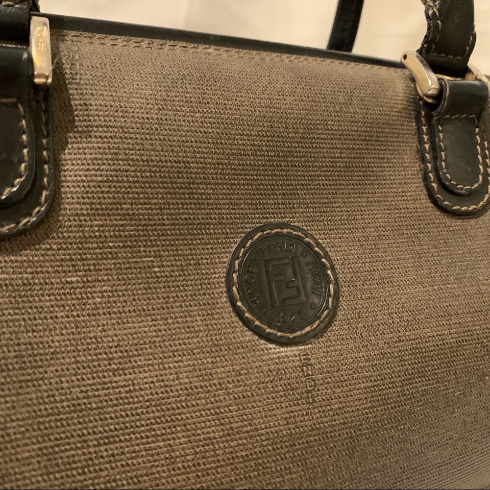 FENDI brown black Boston top handle purse vtg - Picture 3 of 13